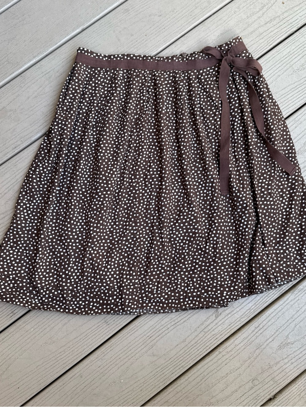 Gap Polka Dot Lined Skirt SZ 6 Brown w White Dots Pleated Waist Pretty Woman